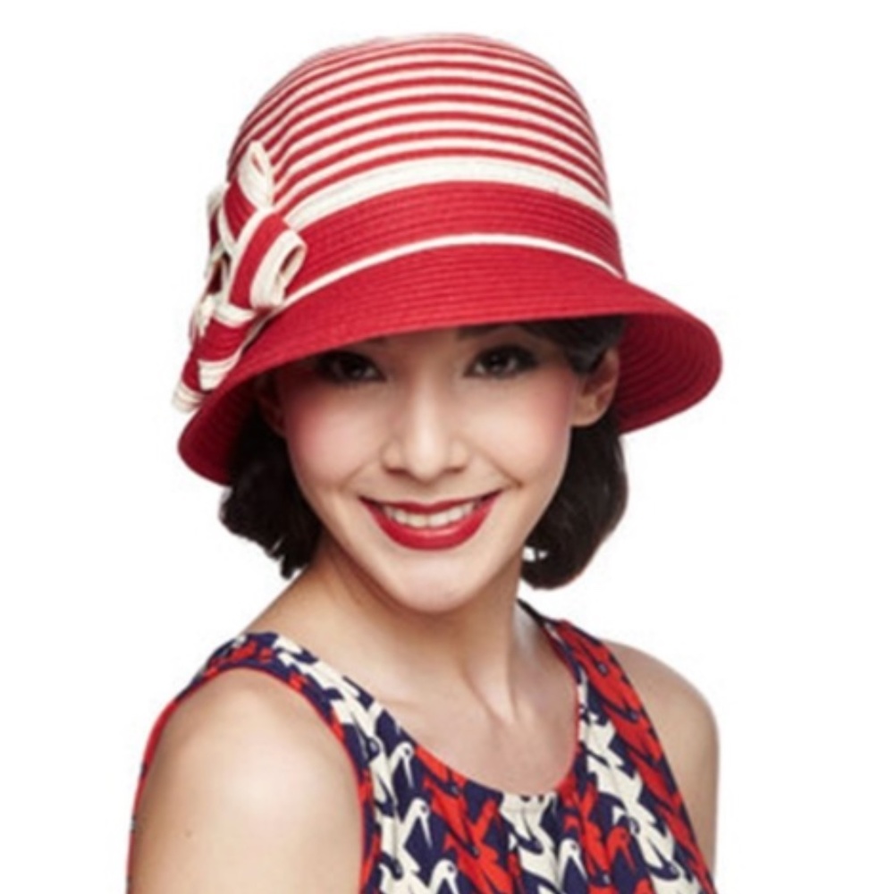 Red Straw Cloche Hat- NEW with Tags - Picture 7 of 8